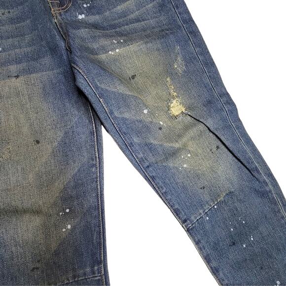WILDFOX Relaxed Loose Baggy Crop Boyfriend Jeans Paint Splatter Size 24 - Picture 12 of 13